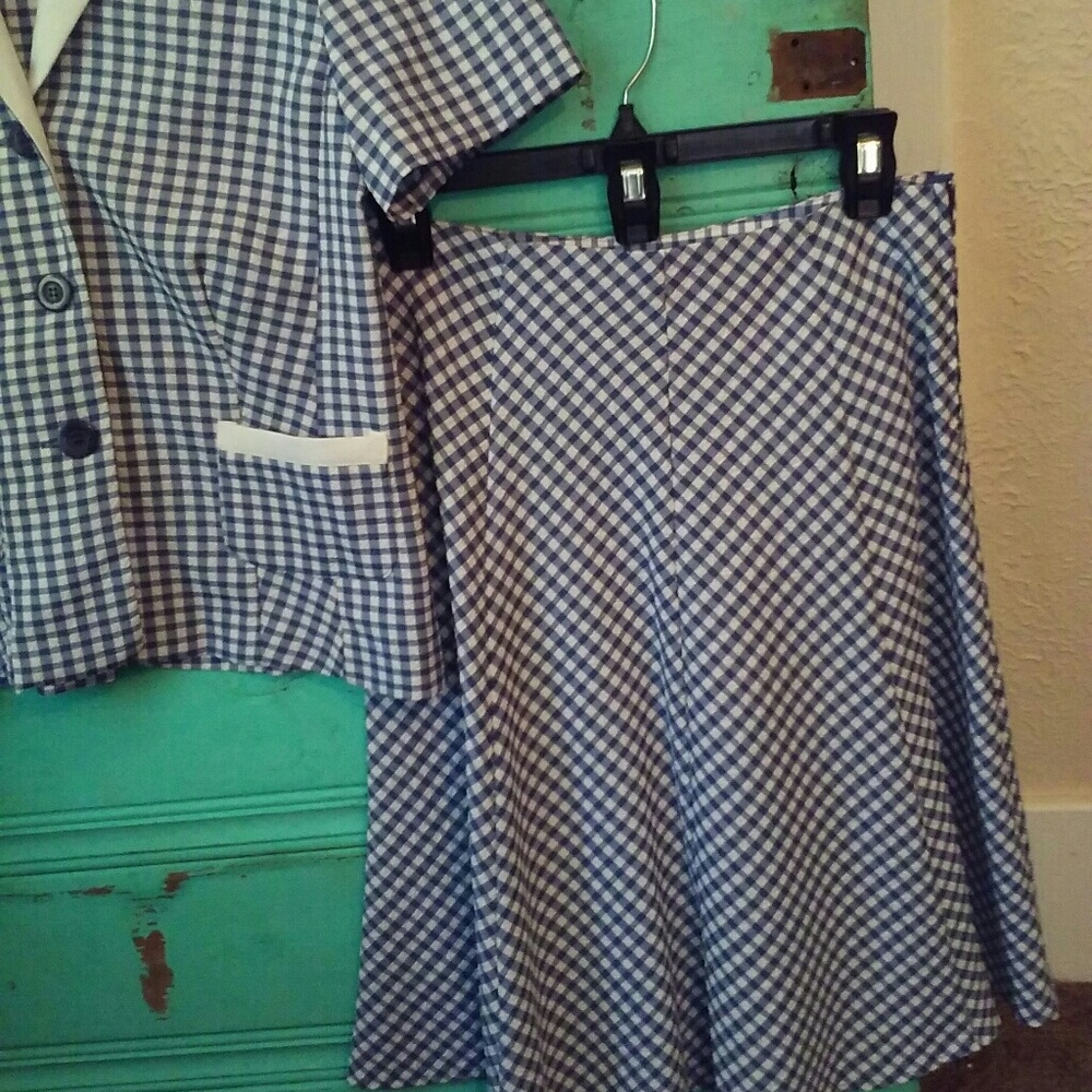 🌙Vintage 2-piece Seersucker Skirt Suit - Picture 9 of 11